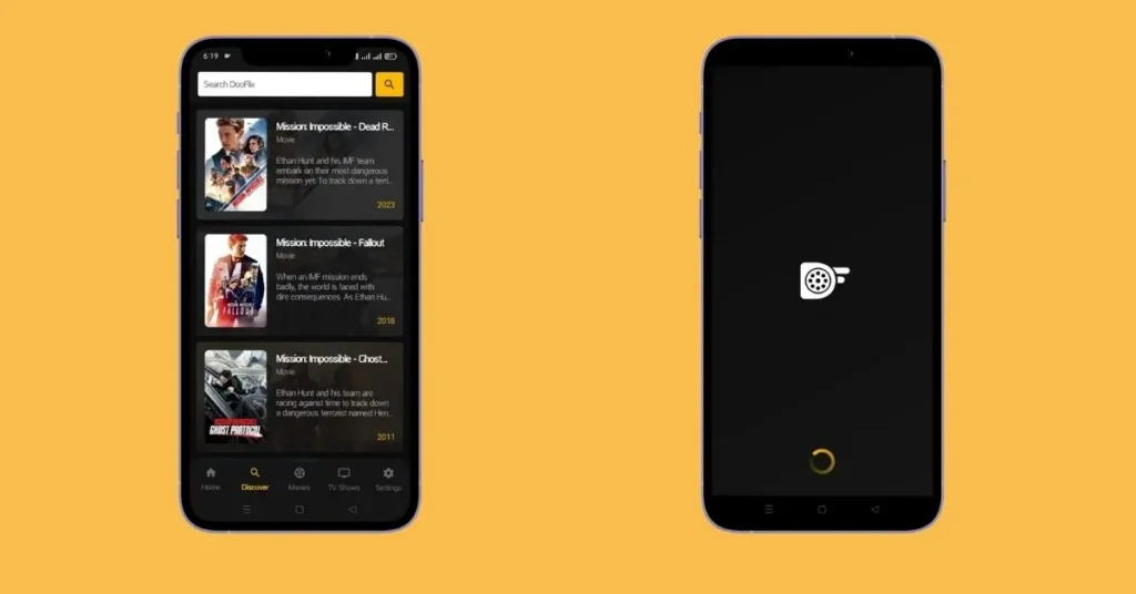Dooflix vs Thop TV 2025: Full Review and Key Differences 2 dooflix application screen loading and search page interface.